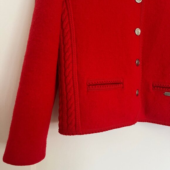 Vintage Munchner Strickmoden Red Wool Buttoned Sweater Jacket | Size M-L - Picture 4 of 14